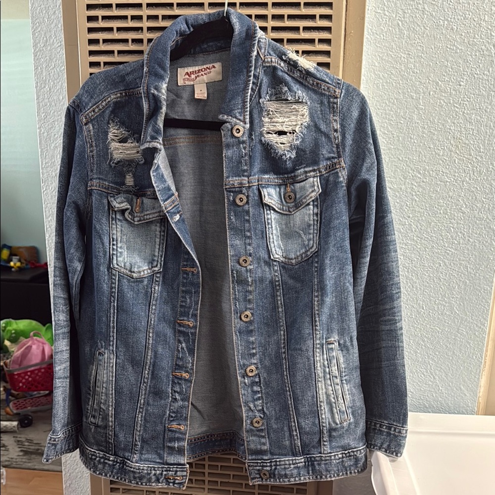 Arizona Jean Company Blue Distressed Jean Jacket